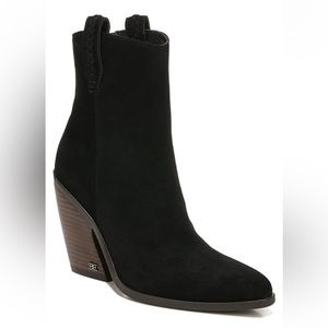 Sam Edelman Western Agnes Black Suede Ankle Boots Sz 9 New in Box